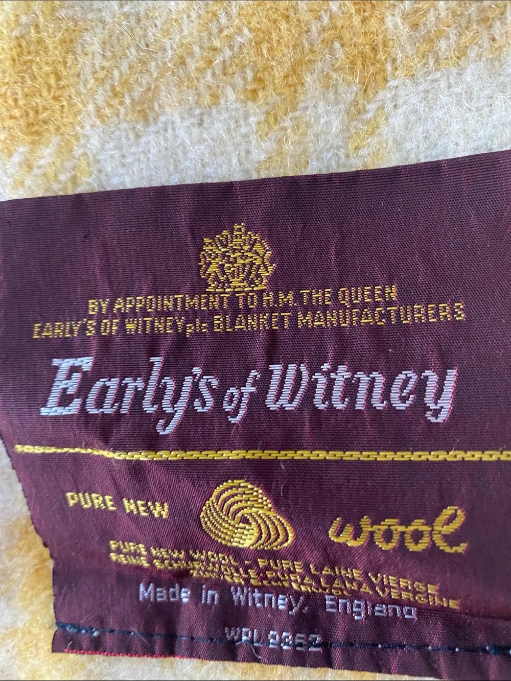Vintage Early’s of Whitney Wool Yellow Plaid Blanket